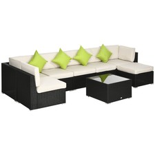Image of Outsunny 8 Pieces Patio Rattan Sofa Set Outdoor Garden Furniture Set Black