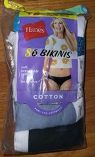 Hanes Women's Cotton Bikini Briefs 8 Pack Multicolor Tagless Wicking Cool SIZE 9
