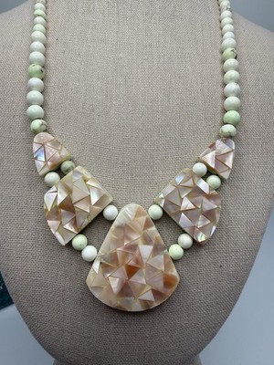 Jay King Reversible Pink Bluefer Shell MOP & Yellow Meadowstone 925 Necklace