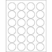 1.625" White Circle Laser Labels-24 Labels per Sheet-2400 per Case