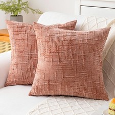 Decorative Throw Pillow Covers 22x22 Inch Set of 2, Soft Solid Farmhouse Chen...