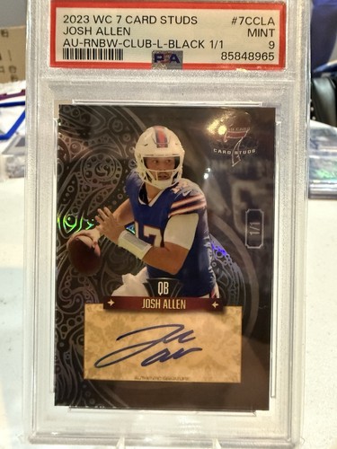 2023 Josh Allen Auto Wc 7 Card Studs Black 1/1 Psa 9 Rainbow Club Black Buffalo