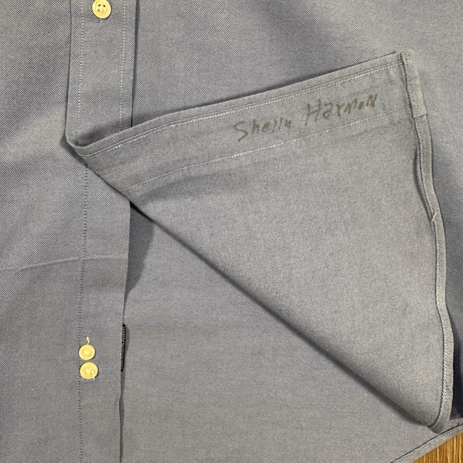 Tommy Hilfiger Men’s L Blue Oxford Button Down Shirt Logo Pocket thumbnail 2