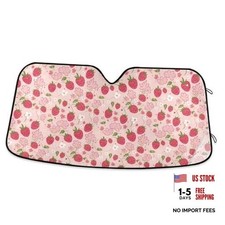 Car Windshield Sun Shade Pink Car Sun Visor for UV Rays 55 x 28 inch Strawberry
