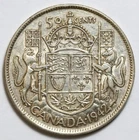 1942 50c Canada Silver Half Dollar - King George VI - WWII Era Coin