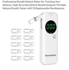 Professional Breath Ketosis Meter for Tracking Your Ketones. 10 Mouthpiece