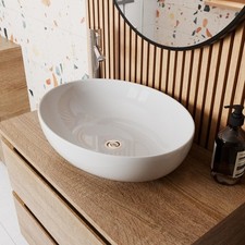 Affine Oval Countertop Basin Gloss White - 505 x 398mm