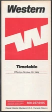 ***1984 Western Airlines System Timetable - October 28,  1984***