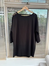 Zara Dress Size Large Black lace detail low back evening knee length 3/4 sleeve