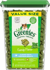 Greenies Feline Adult Dental Cat Treats, Catnip Flavor, 9.75 Oz. Tub