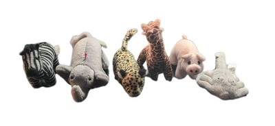 1992 Wild Republic K&M Mini Plush Lot Stuffed Animal Giraffe, Zebra, Elephant 