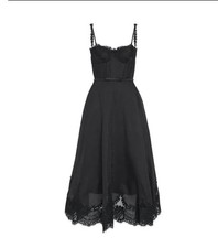 Zimmermann Hypnotic Lace Trim Gown in black, structured corset-style bodice 1/M