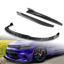 6Pc Front Lip Side Skirt Winglet Diffuser For Dodge Charger SRT 2015-2023 Carbon