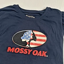 Mossy Oak T-Shirt Size XL Navy Blue Graphic Print USA American Flag