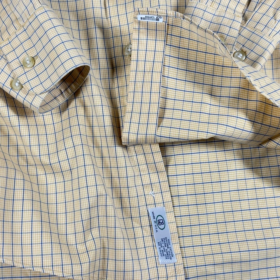 Gitman Bros Shirt Men's M Blue Yellow Plaid Cotton USA Gleghorn Long Sleeve - Image 4 of 4