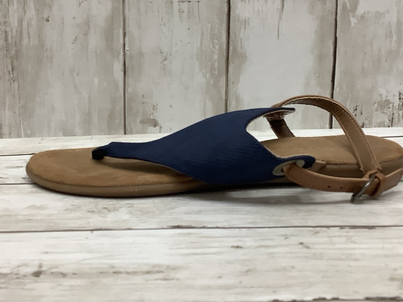Aerosoles In Conchlusion Women's Thong Sandals Navy/Tan Size 8M Slingback Flat