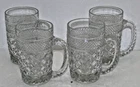 VTG Anchor Hocking Wexford Clear Glass Mug 4 Piece Set Handled 5 1/8"