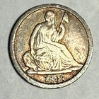 1837 SEATED LIBERTY silver U.S. half dime. VF. 2no4