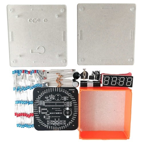 DIY Clock Kit Rotating LED Electronic Digital Learning Board DC5V DS1302 W/Shell