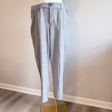 A New Day Grey Linen Blend Tapered Pants Womens 14 Casual Office Minimalist