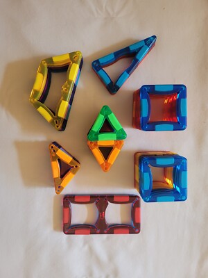 Magformers Magnetic Shape Building Blocks Lot of 57 Squares Triangles Rectangles