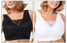 Breezies Set of 2 Lace Seamless Cami Bra Black/White Small A378013