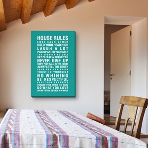 House Rules Canvas Wall Quotes Wall Art Hand Made In Uk Ebay