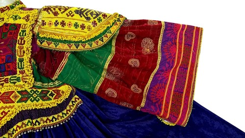 Gypsy Women Vintage Frock Kuchi Beads And Embroidery Needlework Blue Dress - Picture 8 of 16