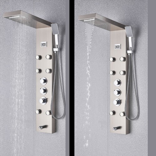 Rain&Waterfall LED Shower Panel Tower Stainless Steel Massage Body Jets System - Picture 39 of 149