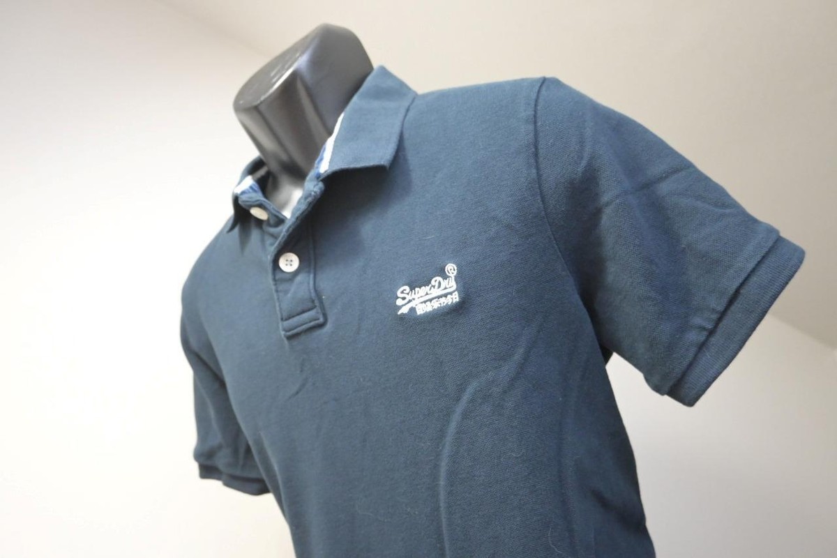Superdry Classic Polo Slim Fit Dark Blue Short Sleeve Casual Mens