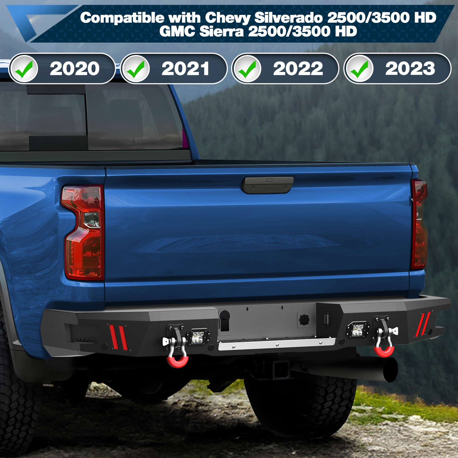 For 2020-2023 Chevy Silverado 2500HD/3500HD Front & Rear Bumper With Winch Plate