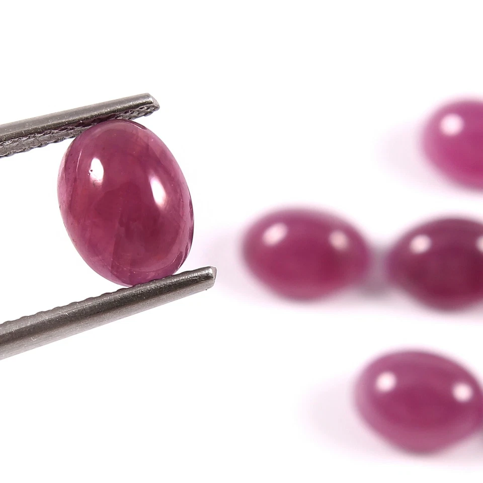 100%天然缅甸红宝石美丽凸圆形8x6毫米散装宝石10件套装 — 第 4/4 张图片