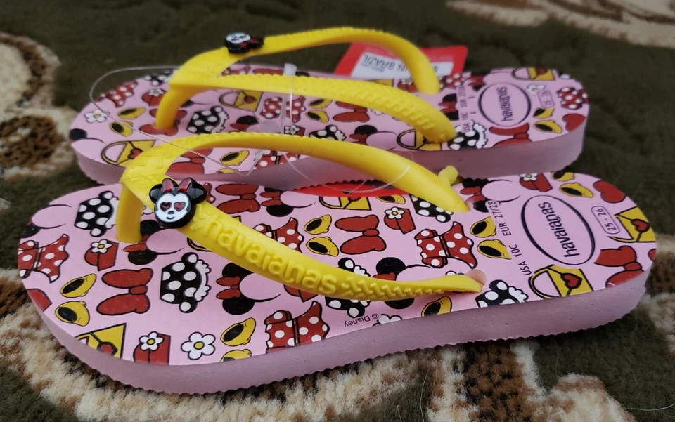 New Disney Minnie Mouse Havaianas Cool Flip Flops Sandals Thongs Kids Size 11 Foto 2 de 3