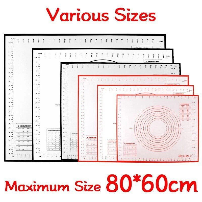 Oversize 80/70/60cm Silicone Baking Mat Rolling Kneading Pad Pastry Tools