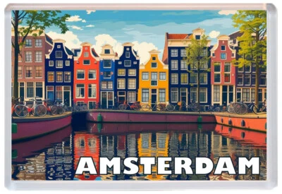 Amsterdam - Holland - 96 x 67mm Jumbo Fridge Magnet Fun Artistic Gift Present