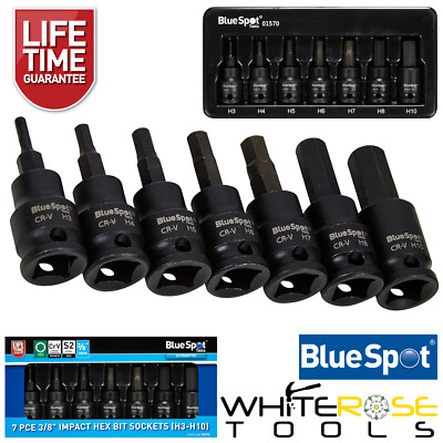 BlueSpot Impact Sechskant Bit Stecknüsse 3/8'' 7-teilig H3-H10