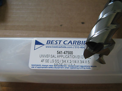 BEST CARBIDE 4 FLUTE UNIV APPLICATION LONG LENGTH 3/4'' END MILL ''NEW''