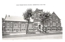 Marshfield WI Wisconsin First Presbyterian Church Street View Chrome Postcard