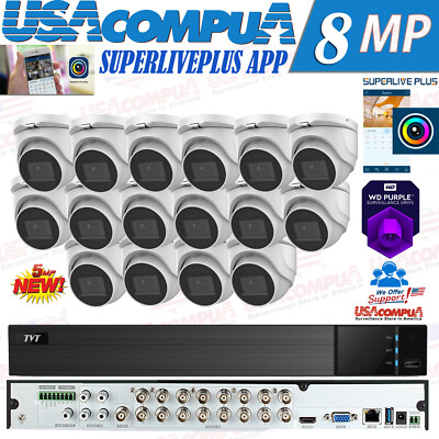 4K 16CH SECURITY CAMERA SYSTEM 5MP DVR KIT  H265+ W/ HARD DISK SUPERLIVEPLUS