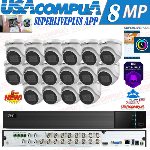 4K 16CH SECURITY CAMERA SYSTEM 5MP DVR KIT H265+ W/ HARD DISK SUPERLIVEPLUS