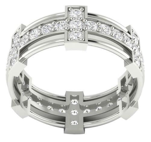 Ensemble broches en diamant taille ronde I1 G 1,60 ct bague de fiançailles éternité or massif 14 carats - Photo 1 sur 8
