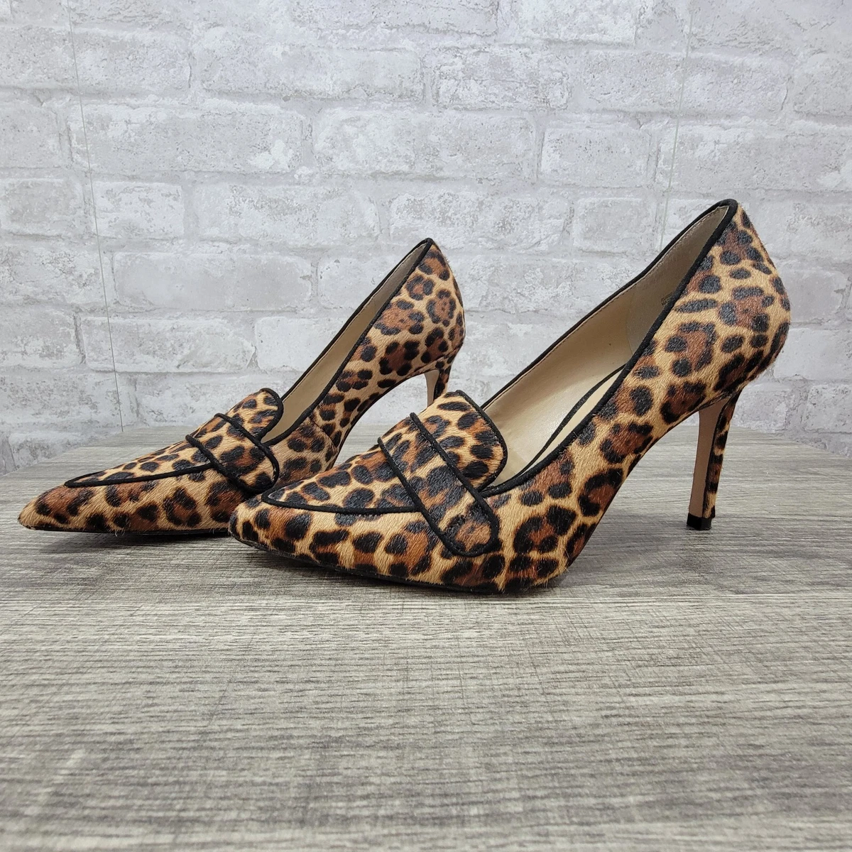 Ann Taylor beck leopard animal print pump calf hair womens size 7 heel