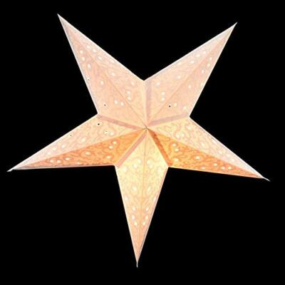 Quasimoon 24'' Silver Bramble Glitter Paper Star Lantern, Hanging Decoration b...