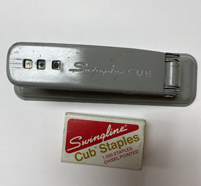 Vintage Swingline Cub Retro Gray Portable Desktop Stapler MCM USA Hipster