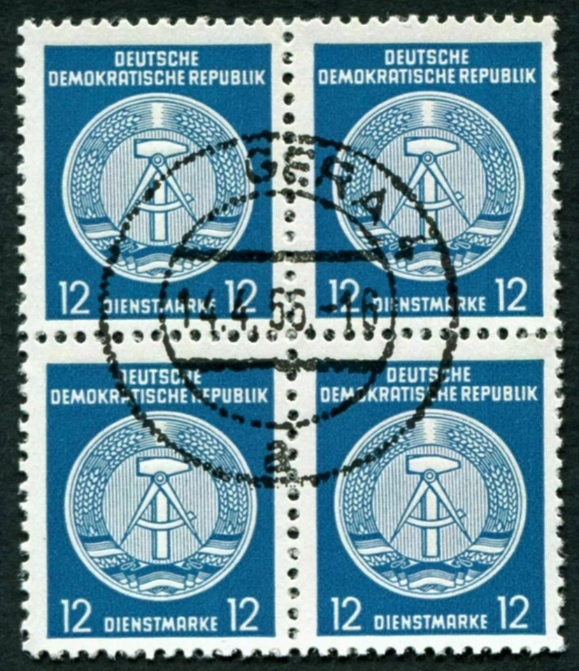 GERMANY East DDR 1954-6 12pf deep greenish blue SGEO204 used NG OFFICIAL ##W8 - Image 1 of 1