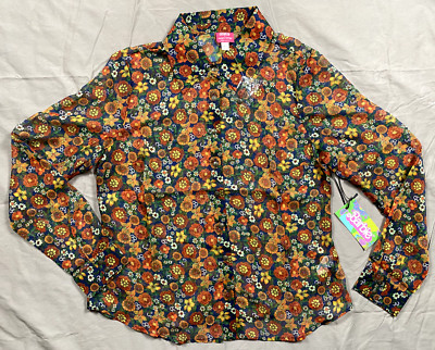 Barbie Gaucho Sheer Top Unique Vintage Retro Western Floral Long Sleeve Sz Large