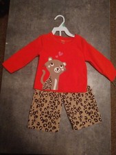 BRAND NEW CARTER'S 2 PIECE FLEECE PAJAMA SET CHEETAH LEOPARD SZ 18 MONTHS