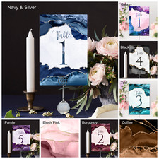 Agate Marble Effect Table Number Cards, Wedding Birthday Christening Baby Shower