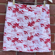 Talbots Womens Sz 8 A-line Skirt Lined Nautical Sailboats Palm Trees Red White
