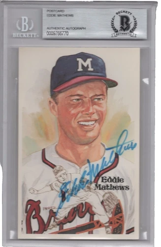 Eddie Mathews MLB Original Autographed Postcards